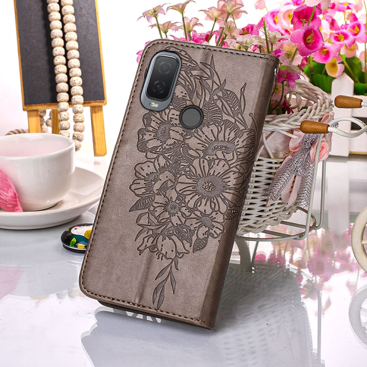 For Alcatel 1L 2021 Embossed Butterfly Leather Phone Case