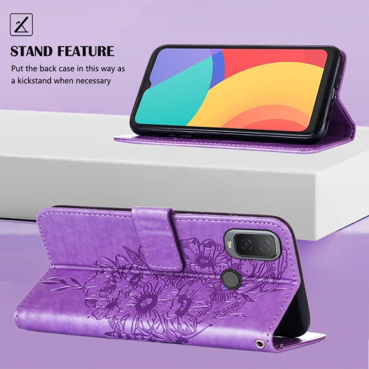 For Alcatel 1L 2021 Embossed Butterfly Leather Phone Case