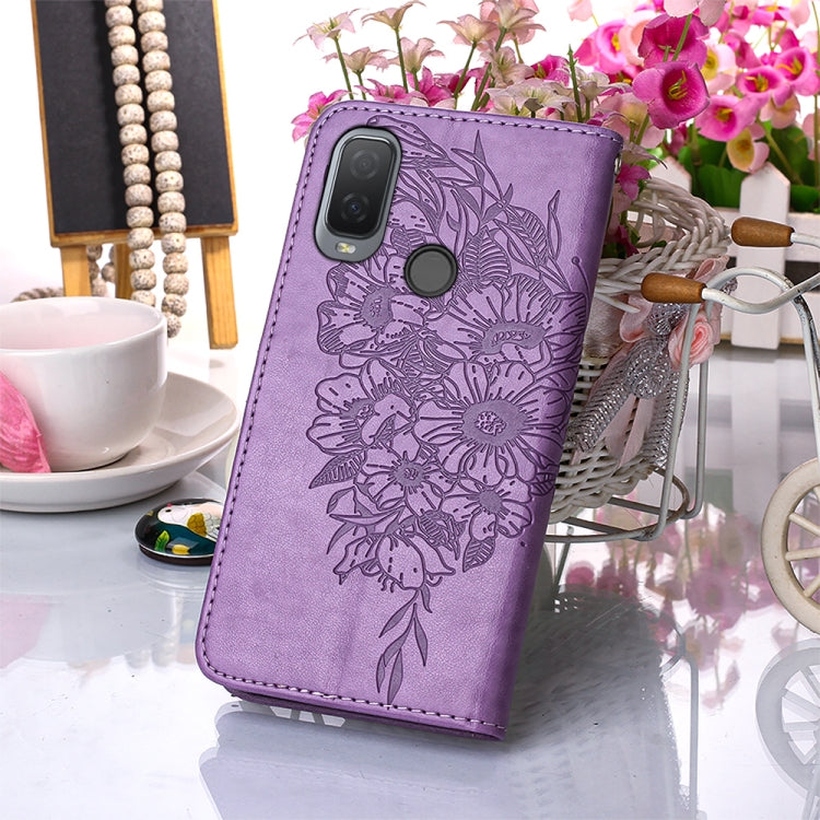 For Alcatel 1L 2021 Embossed Butterfly Leather Phone Case
