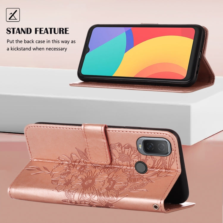 For Alcatel 1L 2021 Embossed Butterfly Leather Phone Case