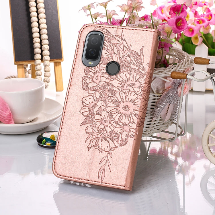For Alcatel 1L 2021 Embossed Butterfly Leather Phone Case