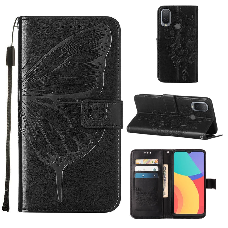 For Alcatel 1L 2021 Embossed Butterfly Leather Phone Case