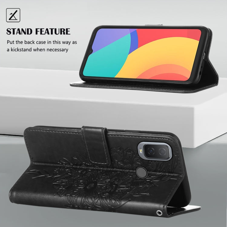 For Alcatel 1L 2021 Embossed Butterfly Leather Phone Case