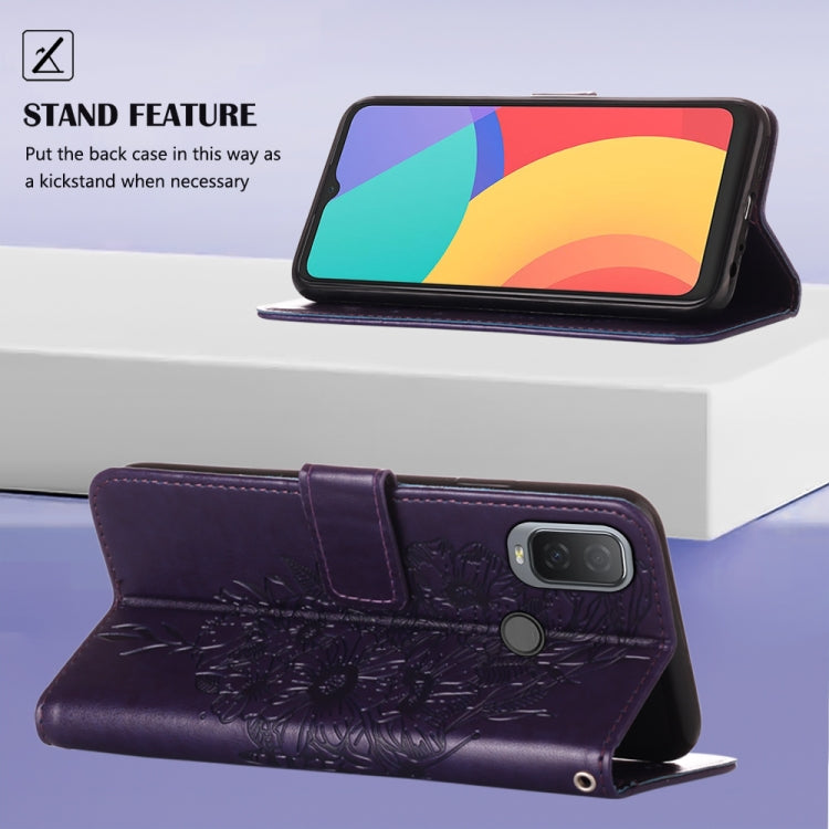 For Alcatel 1L 2021 Embossed Butterfly Leather Phone Case