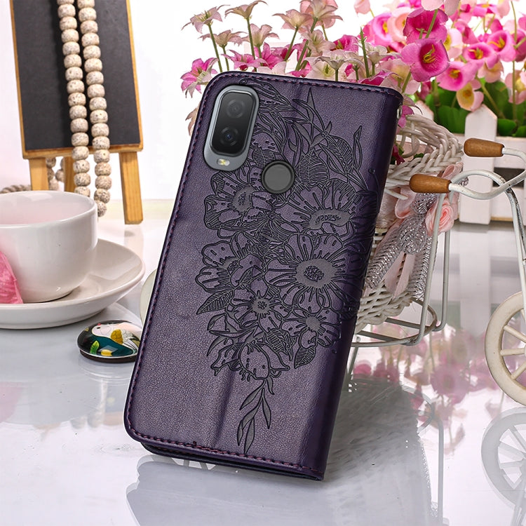 For Alcatel 1L 2021 Embossed Butterfly Leather Phone Case