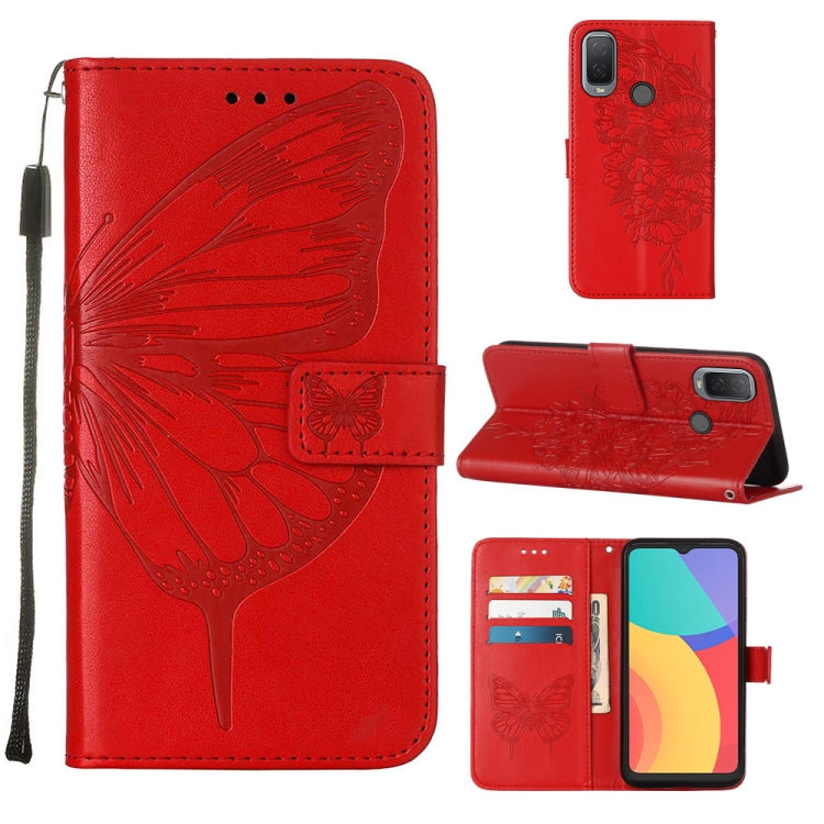 For Alcatel 1L 2021 Embossed Butterfly Leather Phone Case