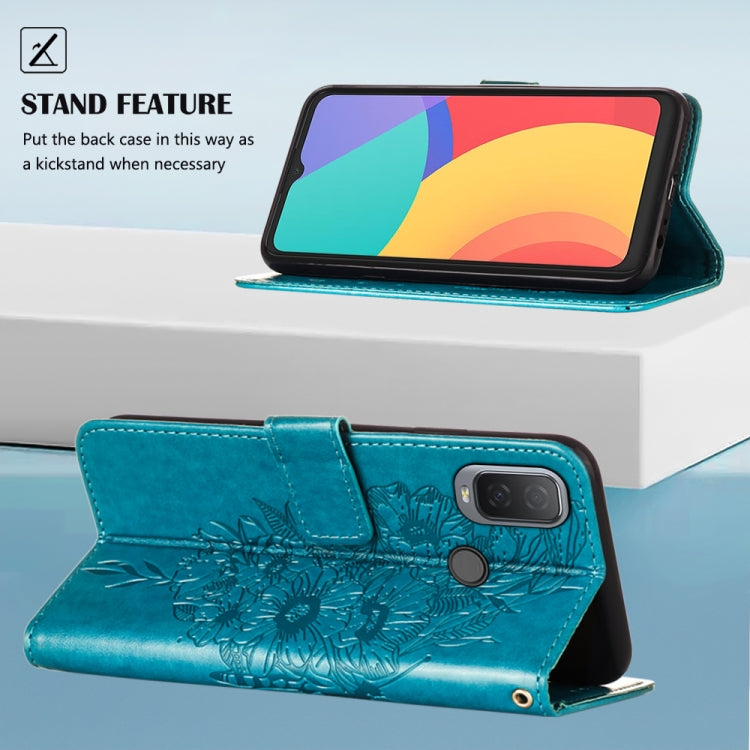 For Alcatel 1L 2021 Embossed Butterfly Leather Phone Case