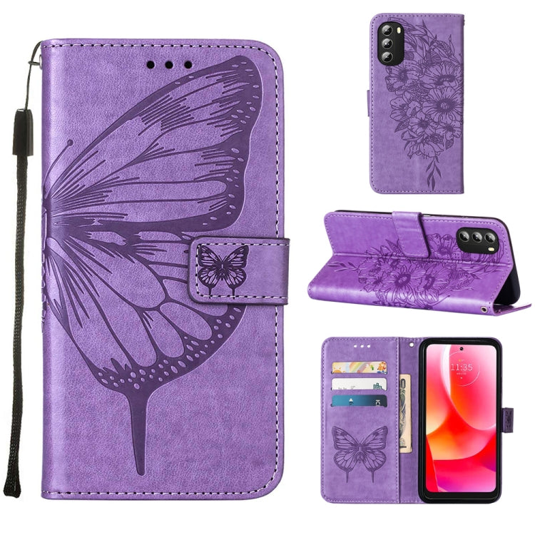 For Motorola Moto G 5G 2022 Embossed Butterfly Leather Phone Case