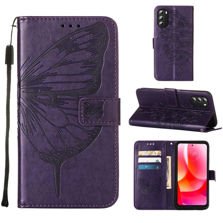 For Motorola Moto G 5G 2022 Embossed Butterfly Leather Phone Case