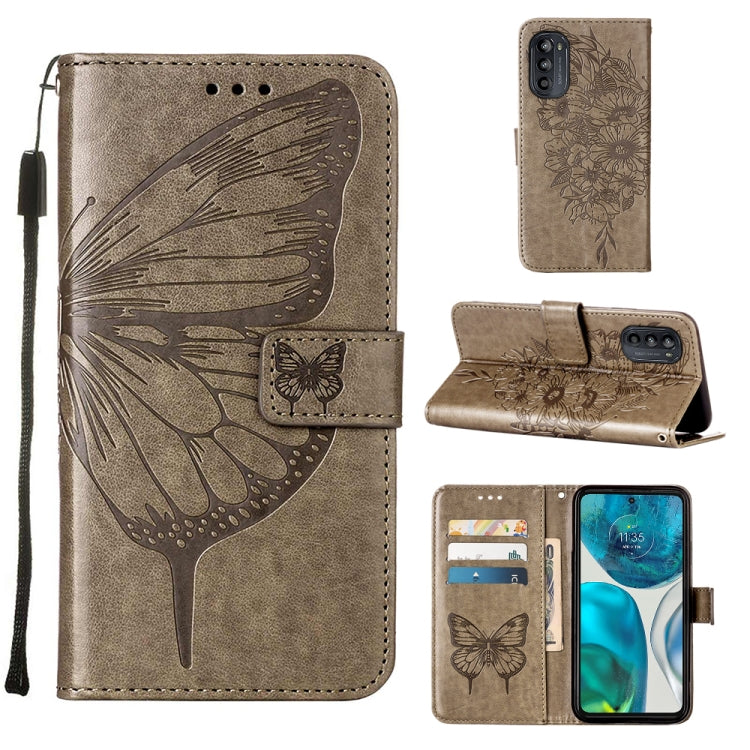 For Motorola Moto G52 Embossed Butterfly Leather Phone Case