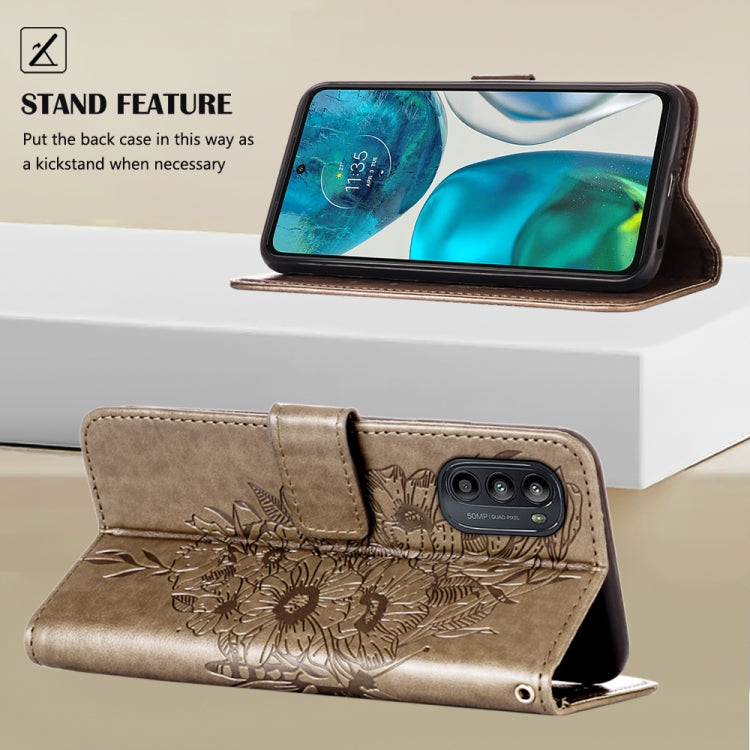 For Motorola Moto G52 Embossed Butterfly Leather Phone Case