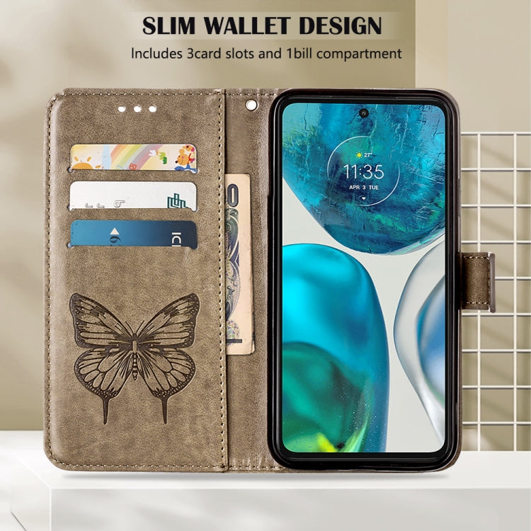 For Motorola Moto G52 Embossed Butterfly Leather Phone Case