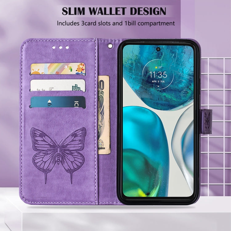 For Motorola Moto G52 Embossed Butterfly Leather Phone Case