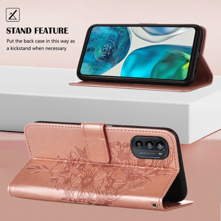 For Motorola Moto G52 Embossed Butterfly Leather Phone Case