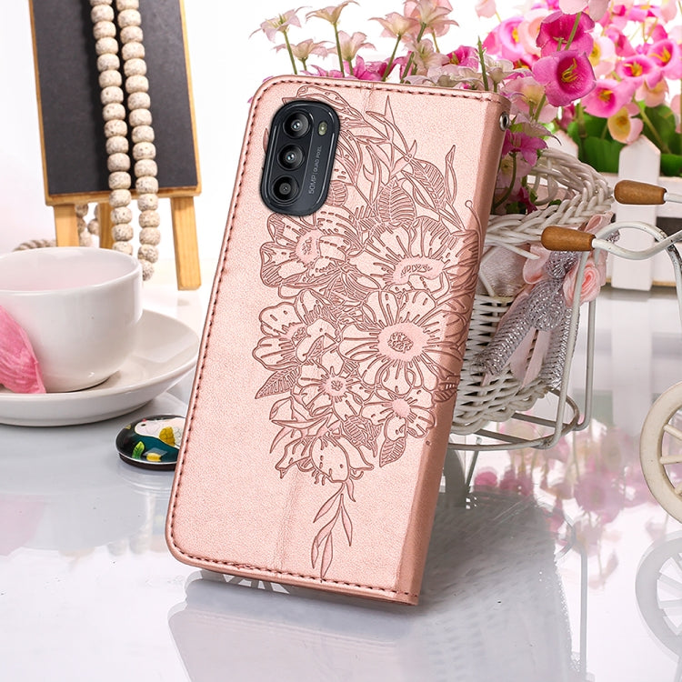 For Motorola Moto G52 Embossed Butterfly Leather Phone Case