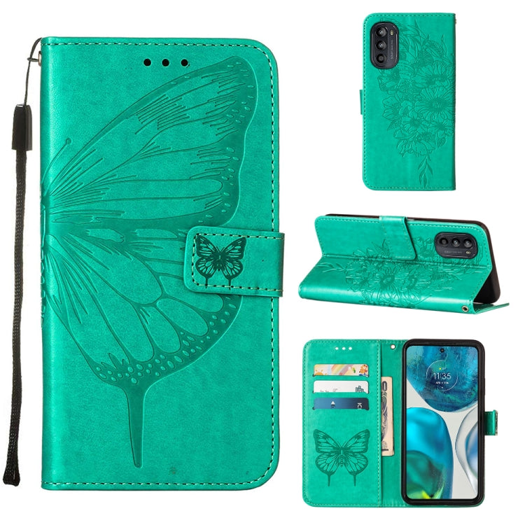 For Motorola Moto G52 Embossed Butterfly Leather Phone Case