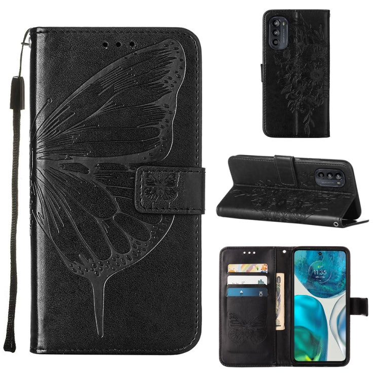 For Motorola Moto G52 Embossed Butterfly Leather Phone Case