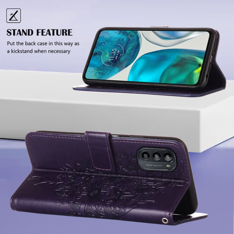 For Motorola Moto G52 Embossed Butterfly Leather Phone Case