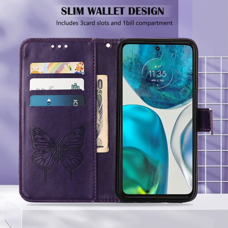 For Motorola Moto G52 Embossed Butterfly Leather Phone Case