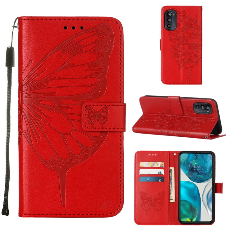 For Motorola Moto G52 Embossed Butterfly Leather Phone Case