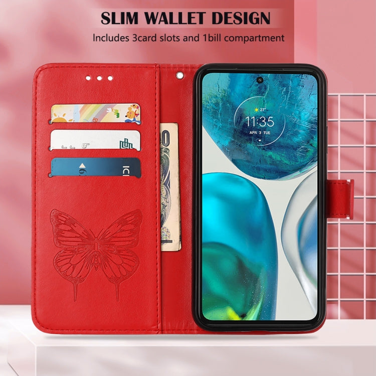 For Motorola Moto G52 Embossed Butterfly Leather Phone Case