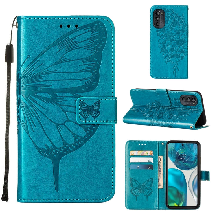 For Motorola Moto G52 Embossed Butterfly Leather Phone Case