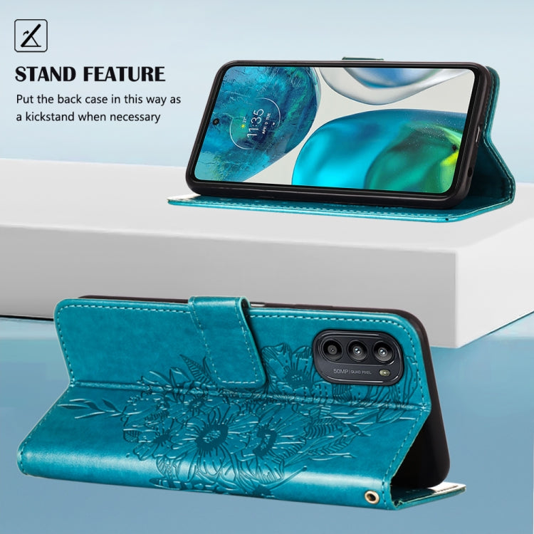 For Motorola Moto G52 Embossed Butterfly Leather Phone Case