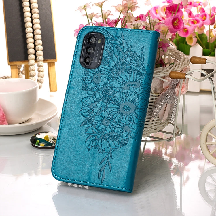 For Motorola Moto G52 Embossed Butterfly Leather Phone Case