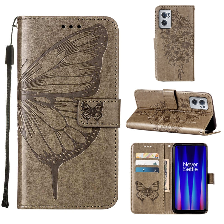 For OnePlus Nord CE 2 5G Embossed Butterfly Leather Phone Case