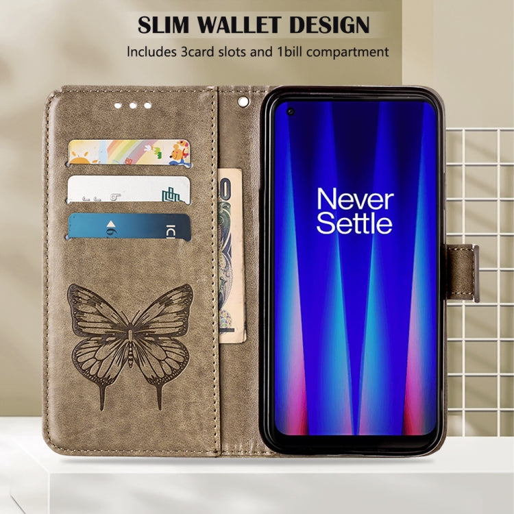 For OnePlus Nord CE 2 5G Embossed Butterfly Leather Phone Case