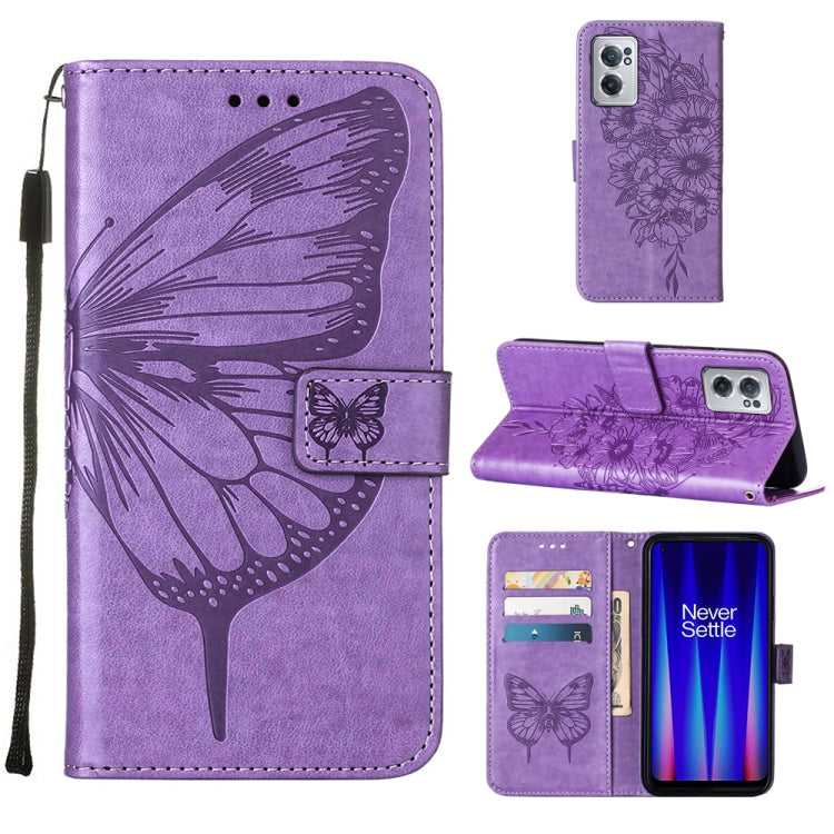 For OnePlus Nord CE 2 5G Embossed Butterfly Leather Phone Case