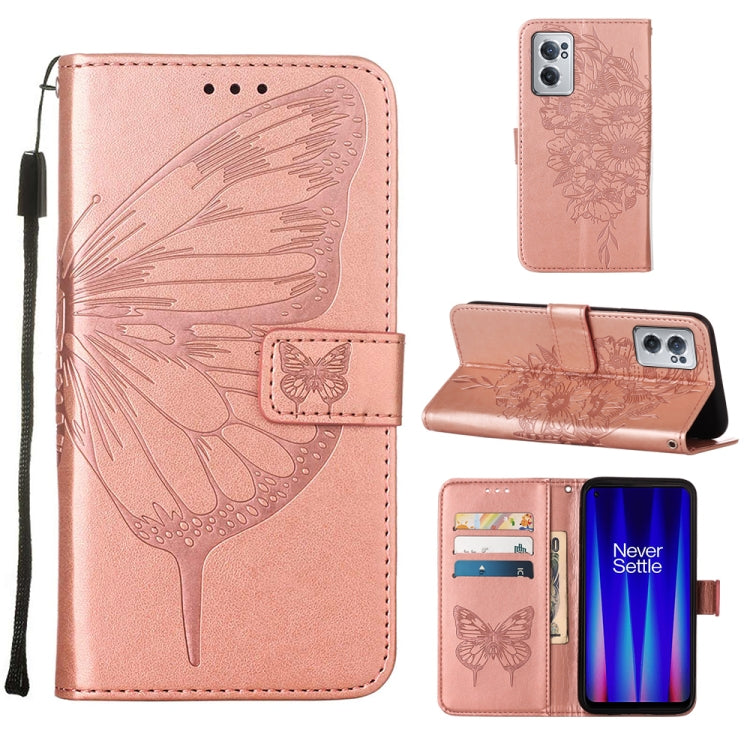 For OnePlus Nord CE 2 5G Embossed Butterfly Leather Phone Case