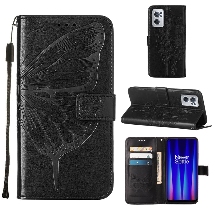 For OnePlus Nord CE 2 5G Embossed Butterfly Leather Phone Case