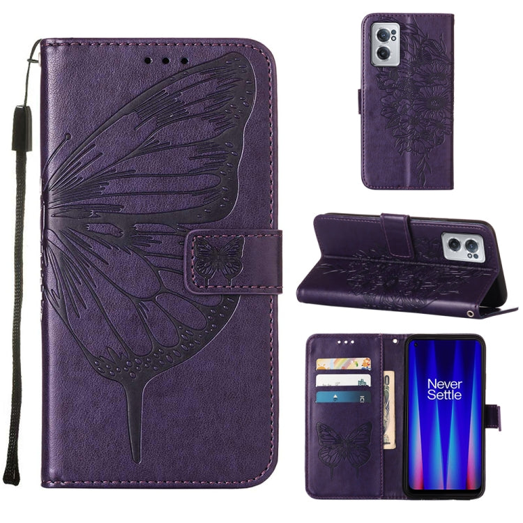 For OnePlus Nord CE 2 5G Embossed Butterfly Leather Phone Case