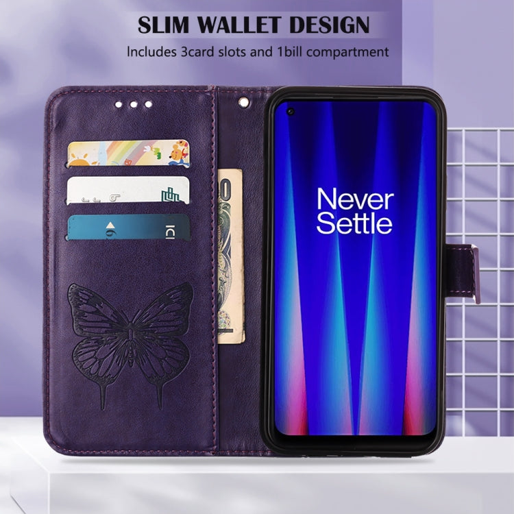 For OnePlus Nord CE 2 5G Embossed Butterfly Leather Phone Case