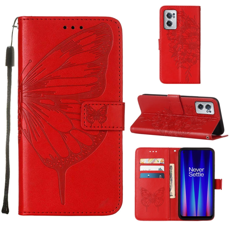 For OnePlus Nord CE 2 5G Embossed Butterfly Leather Phone Case