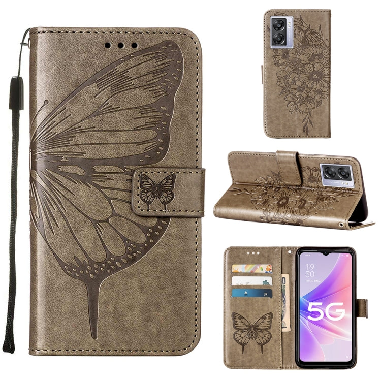 For OPPO A57 5G 2022 Embossed Butterfly Leather Phone Case