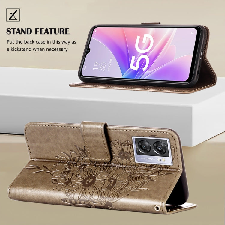 For OPPO A57 5G 2022 Embossed Butterfly Leather Phone Case