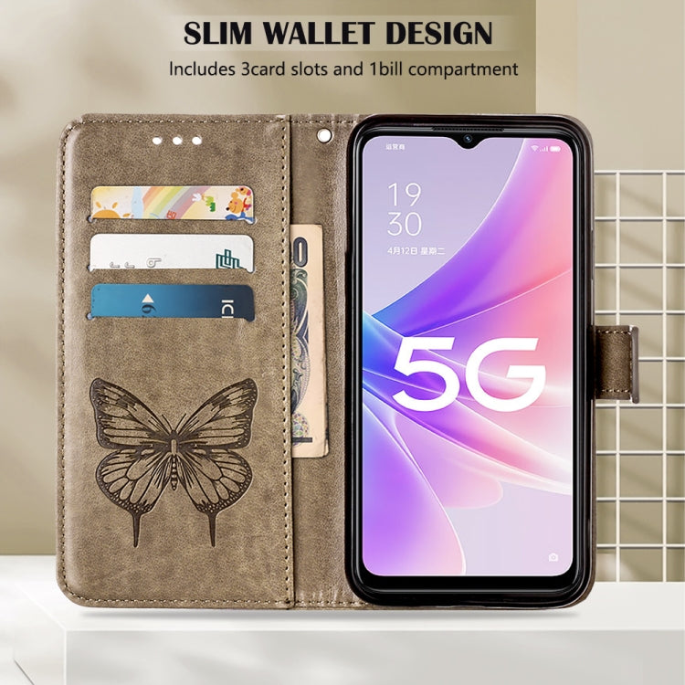 For OPPO A57 5G 2022 Embossed Butterfly Leather Phone Case