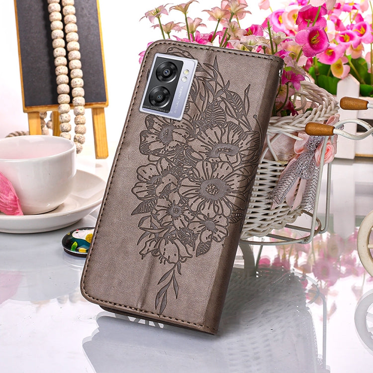 For OPPO A57 5G 2022 Embossed Butterfly Leather Phone Case