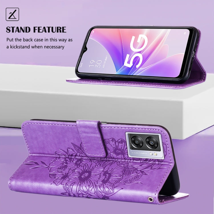 For OPPO A57 5G 2022 Embossed Butterfly Leather Phone Case