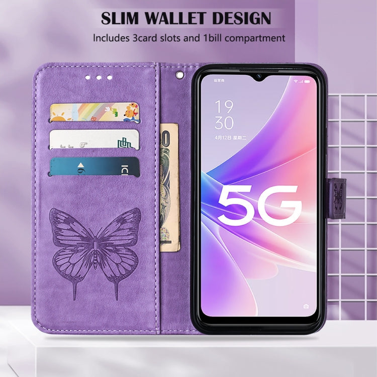 For OPPO A57 5G 2022 Embossed Butterfly Leather Phone Case