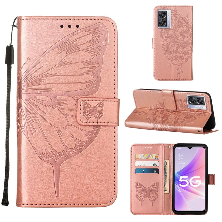 For OPPO A57 5G 2022 Embossed Butterfly Leather Phone Case