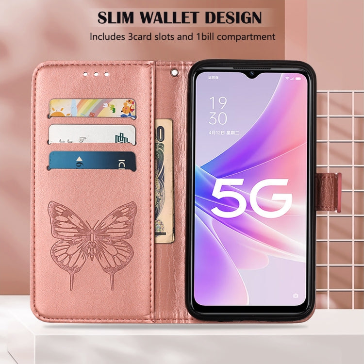 For OPPO A57 5G 2022 Embossed Butterfly Leather Phone Case