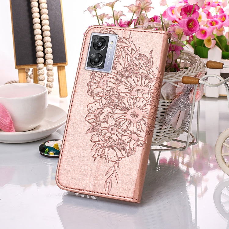 For OPPO A57 5G 2022 Embossed Butterfly Leather Phone Case