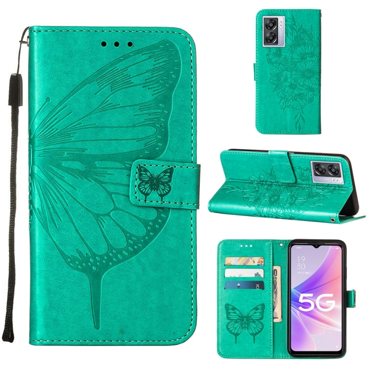 For OPPO A57 5G 2022 Embossed Butterfly Leather Phone Case