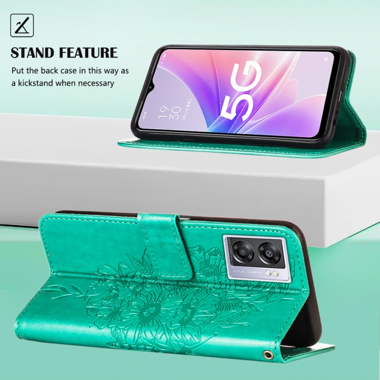 For OPPO A57 5G 2022 Embossed Butterfly Leather Phone Case