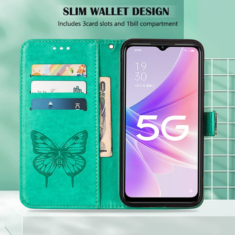 For OPPO A57 5G 2022 Embossed Butterfly Leather Phone Case