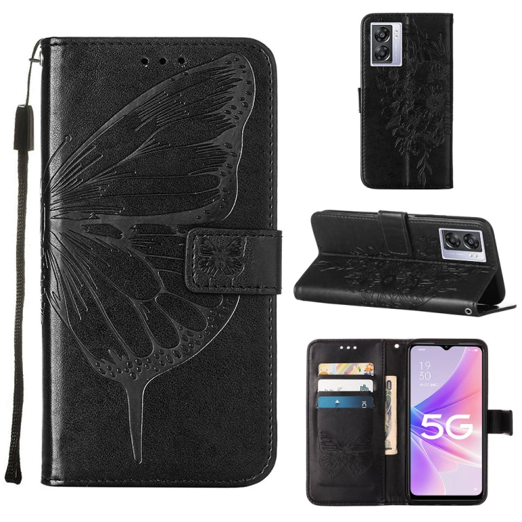 For OPPO A57 5G 2022 Embossed Butterfly Leather Phone Case