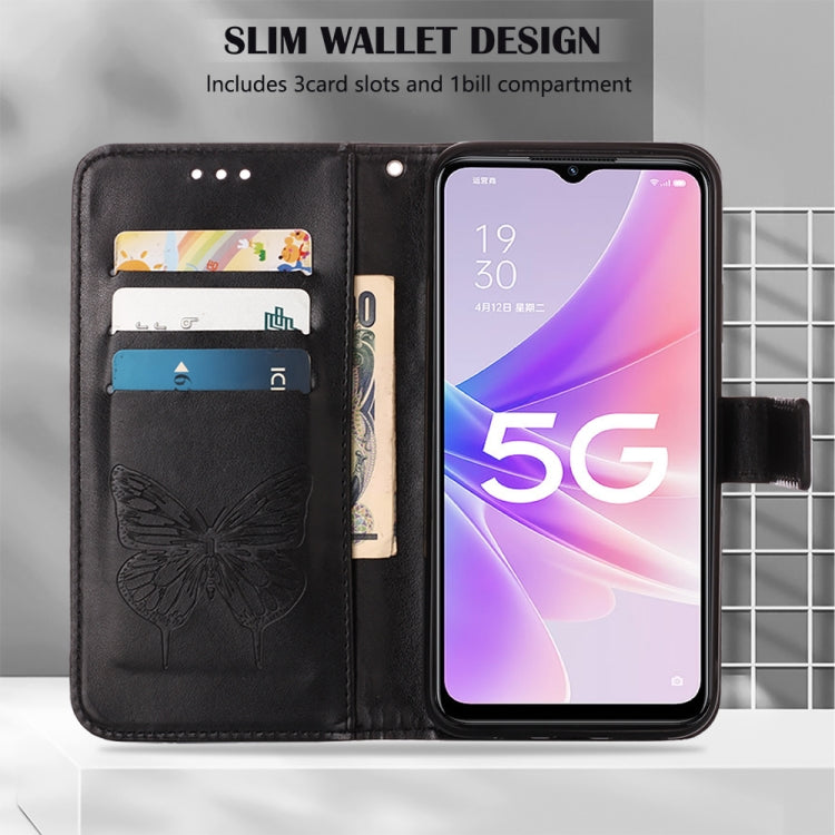 For OPPO A57 5G 2022 Embossed Butterfly Leather Phone Case